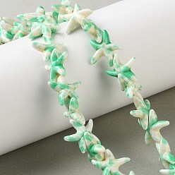 Бледно-Зеленый Нити из синтетических бирюзовых бусин, нанесенных методом распыления, морская звезда, бледно-зеленый, 15x13x4 мм, отверстие : 1.2 мм, около 37 шт / нитка, 13.78'' (35 см)