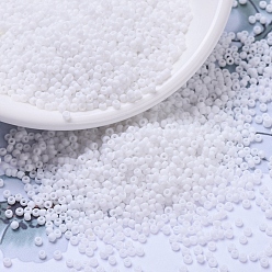 (RR402FR) Матовый Белый AB Миюки круглые бусины рокайль, японский бисер, 11/0, (rr 402 fr) матовый белый ab, 2x1.3 мм, Отверстие : 0.8 мм , около 5500 шт / 50 г