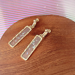 Золотой Прямоугольные серьги-клипсы из цинкового сплава со смолой, золотые, 48x10 мм
