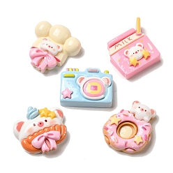 (52) Непрозрачная лаванда Пончик/медведь/молоко из непрозрачной смолы декодируют кабошоны, разнообразные, разноцветные, 19~27x22~26x8~9 мм