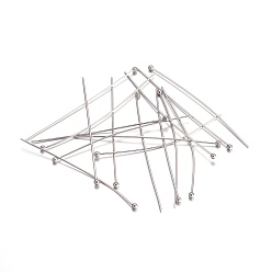 Нержавеющая Сталь Цвет Устойчивы к потускнению 304 штифты с шарообразной головкой из нержавеющей стали, цвет нержавеющей стали, 46.5x0.6 мм, 22 датчик, Руководитель: 1.8 mm