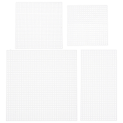 White 24Pcs 4 Style Plastic Mesh Canvas Sheets, for Embroidery, Acrylic Yarn Crafting, Knit and Crochet Projects, Square & Rectangle, White, 8~14.2x7.2~14.2x0.14cm, Hole: 1.9~2mm, 6pcs/style