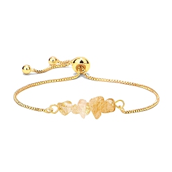 Цитрин Браслеты из плетеных бусин из натуральной цитриновой крошки, браслет из латуни, 8-5/8 дюйм (22 см)