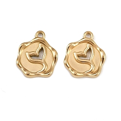 Другие 304 подвески из нержавеющей стали, ионное покрытие (ip), реальный 18 k позолоченный, рыбий хвост, 17x14x2 мм, отверстие : 1.6 мм