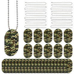 Платина Наборы для изготовления ожерелий для домашних животных своими руками, В комплект входят 50шт. цепочек из железных шариков диаметром 2.3мм., 50шт. печатных прозрачных акриловых подвесок, овальный с камуфляжным рисунком, платина, 27.56 дюйм (70 см)