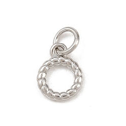 Платина Латунные подвески, кольцо прелести, долговечный, без свинца и без кадмия, стойки покрытие, с целью перехода в кольце, платина, 10x7.5x1.5 мм, отверстие : 3.3 мм