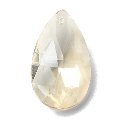 Светлый Золото-желтый Граненые подвески стекла, слеза, граненые, светлый золотарник желтый, 38x22x12 мм, отверстие : 2 мм