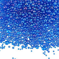 Королевский синий Пузырьковые бусы, 3 d украшения для ногтей стеклянные мини-бусины, крошечные шарики ногтей икрой, королевский синий, 0.4~3 мм, 225 г / коробка