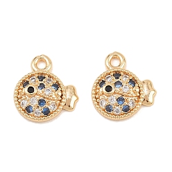 Настоящее золото 18K Латунные микро проложить кубического циркония подвески, рыбы прелести, реальный 18 k позолоченный, 11x10x2 мм, отверстие : 1.2 мм