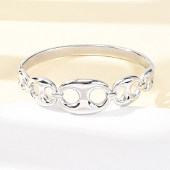 Нержавеющая Сталь Цвет 304 женские шарнирные браслеты из нержавеющей стали, форма свиного носа, цвет нержавеющей стали, внутренний диаметр: 2.36x2.01 дюйм (6x5.1 см)