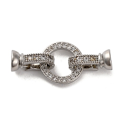 Платина Латунное микропейв, прозрачный кубический цирконий, складные застежки, без свинца и без кадмия, платина, 32 мм