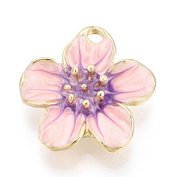 Средний Фиолетовый Стойки обшивки сплава эмали подвески, , без кадмия, без никеля и без свинца, золотые, средне фиолетовый, 26.5x25.5x7 мм, отверстие : 3x2.8 мм