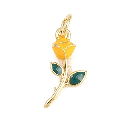 Желтый Латунные подвески, с эмалью, , реальный 18 k позолоченный, без кадмия и без свинца, желтые, 14x8x4.5 мм, отверстие : 3.5 мм