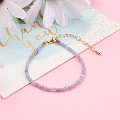 Танзания Граненые браслеты из натурального танзанита из бисера для женщин, золотые, 7-1/4 дюйм (18.5 см)