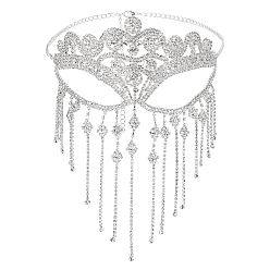 Платина 1маскарадные маски из поликарбонатного сплава, маска для глаз с кисточками из кристаллов и страз, с застежкой в виде клешни лобстера и удлинителем цепи, аксессуары для праздничного костюма, платина, 643 мм