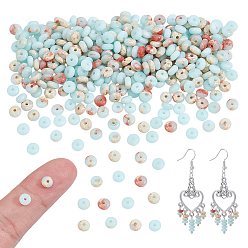 Светло-голубой Синтетические имперские нитки из бисера яшмы, рондель, окрашенные, светло-голубой, 4~4.5x2~2.5 мм, отверстие : 0.6 мм, около 167 шт / нитка, 15.12'' (38.4 см)