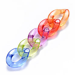 Mixed Color Transparent Acrylic Linking Rings, Quick Link Connectors, for Curb Chains Making, Twist, Mixed Color, 23x17x4.5mm, Inner Diameter: 13.5x7mm