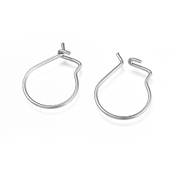 Stainless Steel Color 304 Stainless Steel Hoop Earrings Findings, Kidney Ear Wires, Stainless Steel Color, 18x13x0.8mm