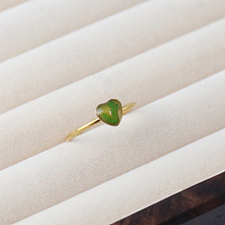 Светло-зеленый Коричневый Регулируемые кольца-манжеты из нержавеющей стали, смолы и сушеных цветов, сердце, золотые, оливковый, 304 мм