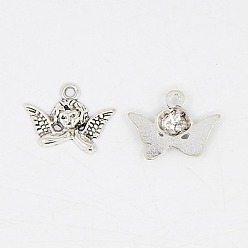 Античное Серебро Сплавочные подвески тибетского стиля, без свинца, без никеля и без кадмия, античное серебро, ангел, 20x15x3 мм, отверстие : 2 мм, Около 915 шт / 1000 г