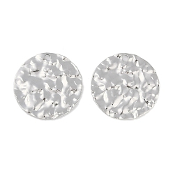 Нержавеющая Сталь Цвет Не тускнеющие 304 подвески из нержавеющей стали, текстурированная плоская круглая подвеска, цвет нержавеющей стали, 30x1.6 мм, отверстие : 2.3 мм