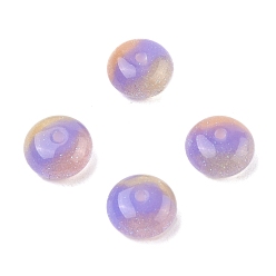 Лиловый Непрозрачные шарики cmолы, рондель, с блеском порошок, сирень, 6x10 мм, отверстие : 1.6 мм