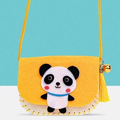 Mixed Color Handmade Non-woven Fabric Animal Change Wallet Set, with Alloy and Plastic Findings,Polyester Wire, Diy Crafts for Children, Panda, Mixed Color, 0.5~110x0.1~12x0.1~0.7cm, Hole: 2~10mm