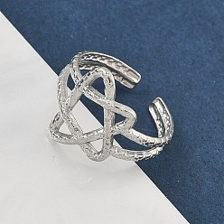 Нержавеющая Сталь Цвет 304 открытые манжеты из нержавеющей стали для женщин, звезда, цвет нержавеющей стали, 15.5 мм, регулируемый