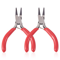 Нержавеющая Сталь Цвет 2шт. 3 мини-плоскогубцы из углеродистой стали, круглогубцы с красными ручками, полирование, цвет нержавеющей стали, 75~80 мм