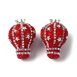 (123L) Белый крем непрозрачный блеск Корона из акриловых страз в форме воздушного шара, воздушный шар, с украшениями из смолы и цепочек из чашек, огнеупорный кирпич, 37.5x27.5 мм, отверстие : 4 мм