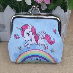 Разноцветный Трапециевидная сумка для куклы из искусственной кожи, с железным каркасом кошелька, принадлежности для американских кукол, рисунок единорога, красочный, 70x90 мм