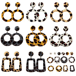 Platinum DIY Earring Making, with Imitation Leather Cabochons & Pendants, 316 Surgical Stainless Steel Stud Earring Settings, Brass Plastic Ear Nuts and 304 Stainless Steel Jump Rings, Platinum