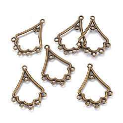 Antique Bronze Alloy Chandelier Components Links, Floral, Nickel Free, Antique Bronze, 34.5x23.5~24.5x1.5mm, Hole: 1.5mm