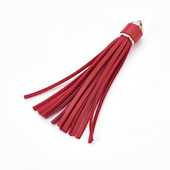 Brique Rouge Imitation cuir gland gros pendentifs décorations, avec des découvertes en plastique ccb, firebrick, 110x15mm, Trou: 4mm
