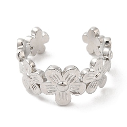 Платина Стойки с латунным покрытием и цветочной оберткой, открытые манжеты, кольца для женщин, без кадмия и без свинца, платина, размер США 7 1/4 (17.5 мм)