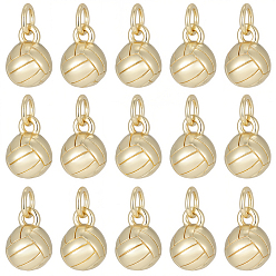 Real 18K Gold Plated 20Pcs Brass Pendants, Ball Charms, with Jump Ring, Real 18K Gold Plated, 8x6mm, Hole: 2.3mm