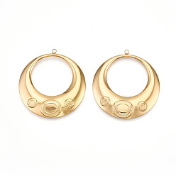 Настоящее золото 18K 304 подвески из нержавеющей стали, ионное покрытие (ip), круглые подвески в виде колец, реальный 18 k позолоченный, 44x41x3 мм, отверстие : 2 мм