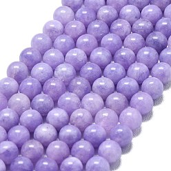 Лиловый Натуральный Malaysia нефритовые бусы пряди, окрашенная и подогревом, круглые, сирень, 6~6.5 мм, отверстие : 1 мм, около 60~62 шт / нитка, 14.96 дюйм (38 см)