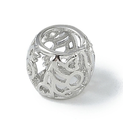 Платина Стойка металлизированный латунь европейский бисер, долговечный, большое отверстие, без свинца и без кадмия, полый, рондель, платина, 8.5x7 мм, отверстие : 4.5 мм