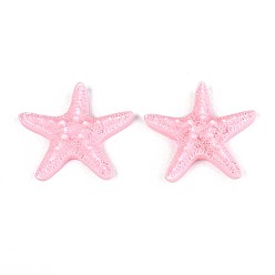 Pink Смола декодирует кабошоны, морская звезда, розовые, 56~58x56~58x13~14 мм