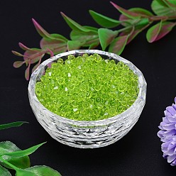 Зелено-Желтый Граненый имитация австрийский хрусталь пряди шарик, класс AAA, двухконусные, зеленый желтый, 4x4 мм, отверстия: 0.7~0.9 мм, около 1440 шт / мешок