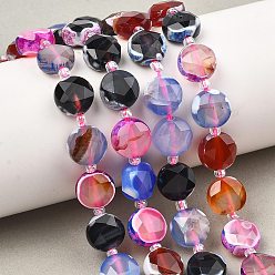 (224) Цвет бронзы Олимп внутри цвета Природные пожары треск агат бисер нитей, граненый пятиугольный разрез, окрашенная и подогревом, плоско-круглые, с бисером, разноцветные, 10~10.5x5.5~6.5 мм, отверстие : 0.9 мм, около 31 шт / нитка, 15.24'' (38.7 см)