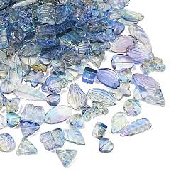 Васильковый Прозрачные стеклянные бусины градиентного цвета, разнообразные, васильковый, 8~23x8~20x3.5~8 мм, отверстие : 1~1.4 мм, Около 800 шт / 1000 г