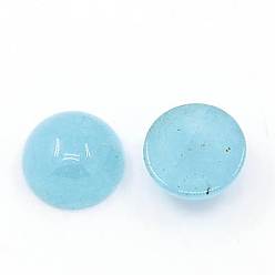Небесно-голубой Натурального белого нефрита кабошонов, окрашенные, имитация аквамарин цвет, полукруглый, голубой, 10x5 мм