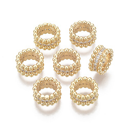 Echt 18 k vergoldet Messing Micro Pave klare Zirkonia Perlen, Nickel frei, echt 18 k vergoldet, Ring, 11x5.5 mm, Bohrung: 7 mm