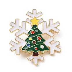 Рождественская елка Рождественские эмалевые булавки, булавки из сплава для лацканов одежды рюкзака, Рождественская елка с снежинки, 39.5x35 мм