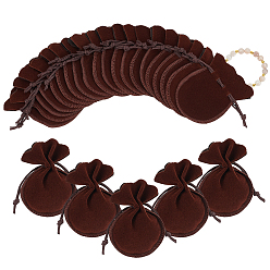 Кокосово-Коричневый 50шт. бархатные сумки, мешочки для украшений в форме калебаса на шнурке, кокосового коричневый, 9x7 см