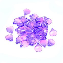 Средняя Орхидея Прозрачные стеклянные амулеты, лепестковая форма, два тона, средне орхидеи, 15x12x4.5 мм, отверстие : 1 мм