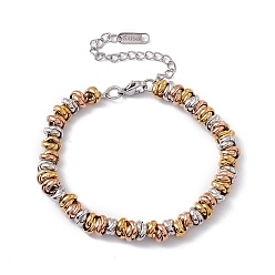 Золотой & Цвет Нержавеющей Стали 304 браслет из бисера из нержавеющей стали для женщин, золотые и нержавеющая сталь цвет, 6-7/8 дюйм (17.5 см)