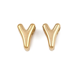Letter Y 304 прелести нержавеющей стали, буквы, ионное покрытие (ip), реальный 18 k позолоченный, Письмо Y, 7.5x4.5x3.5 мм, отверстие : 1.8 мм